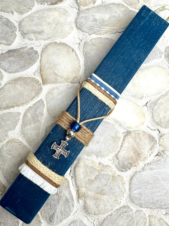 Candle - Dark Blue with Cross