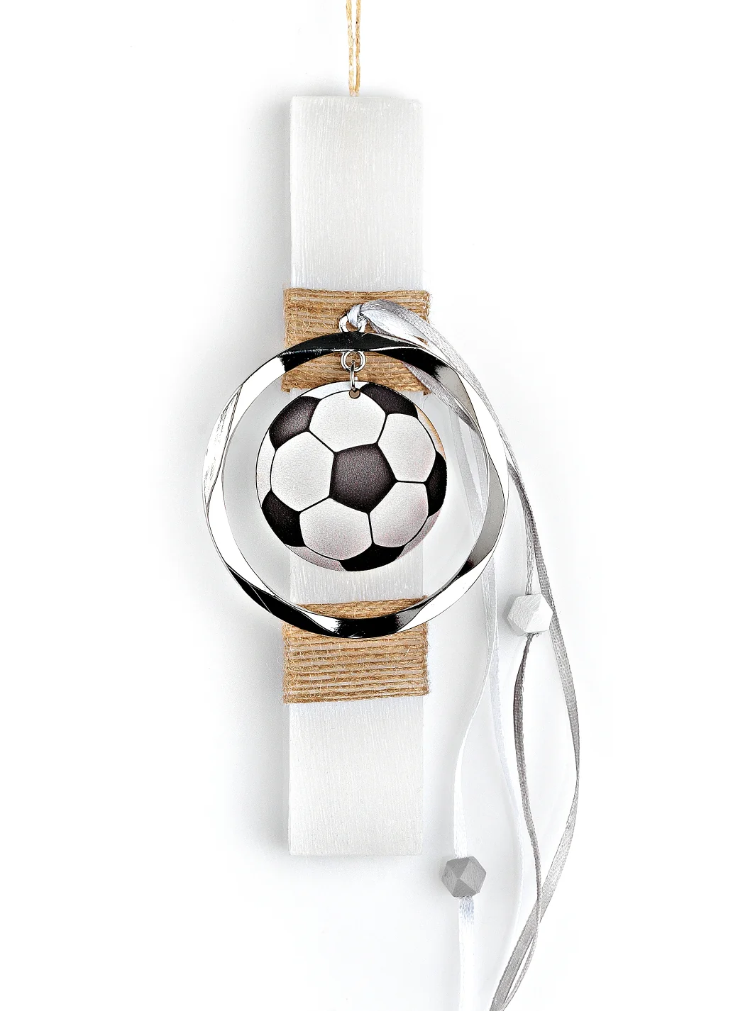Candle - White with Soccer Charm