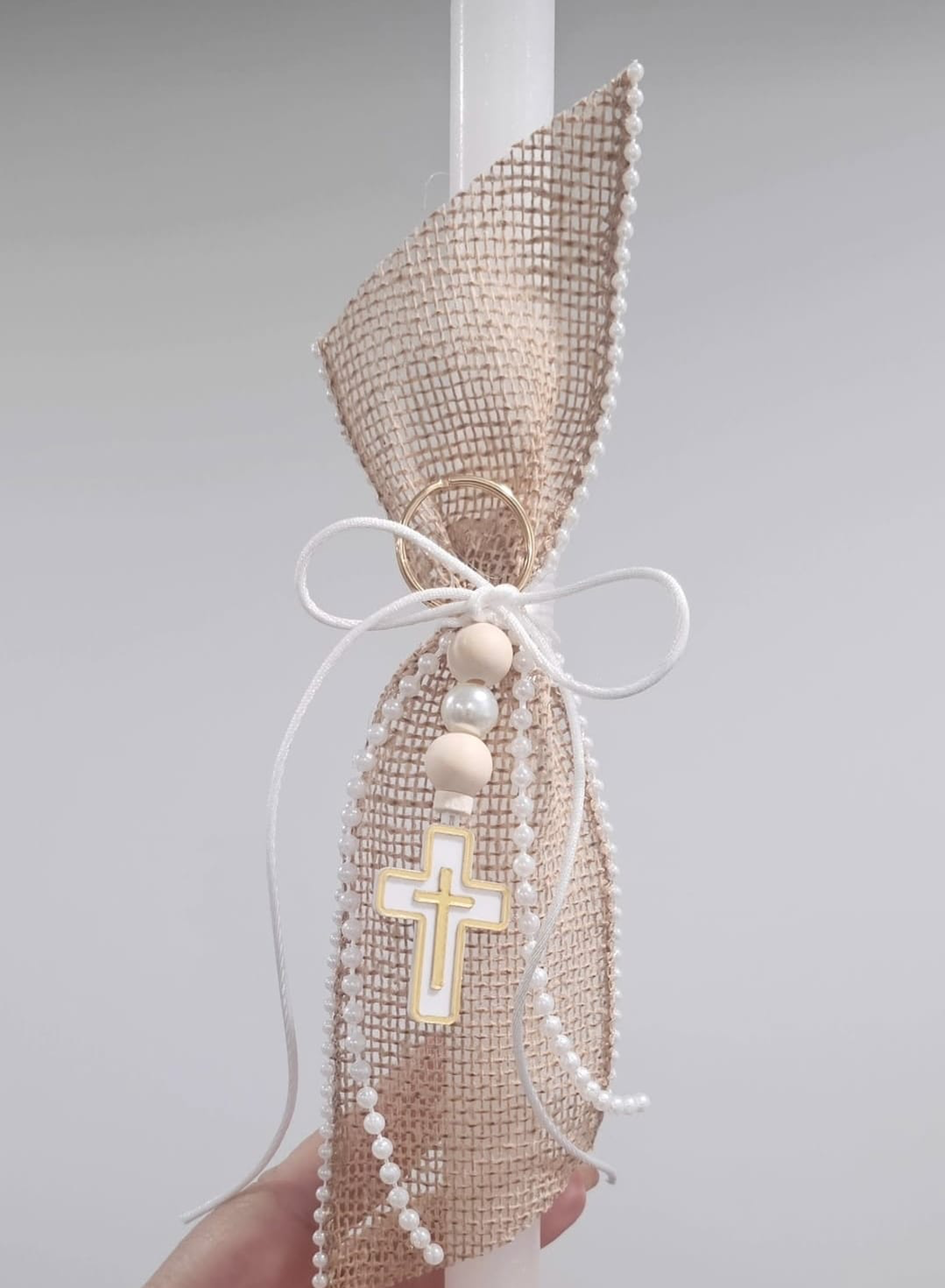 Candle - Light Pink With Cross